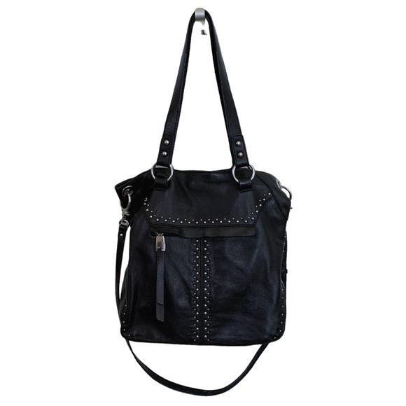 B. Makowsky Black Leather Shoulder Bag - Picture 3 of 15